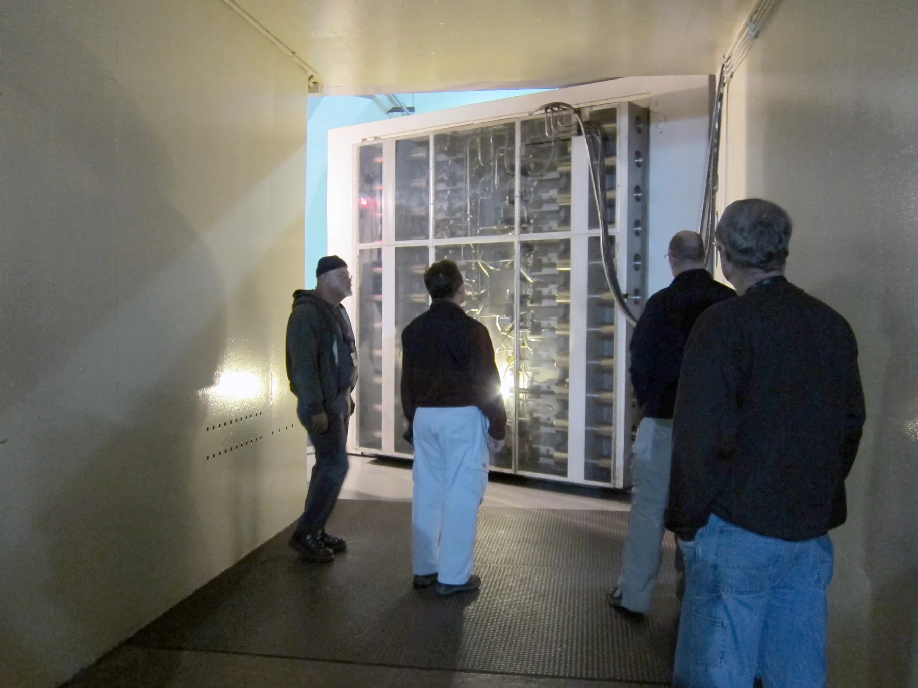 A 20-ton blast door closing inside the Cheyenne Mountain Complex, Colorado