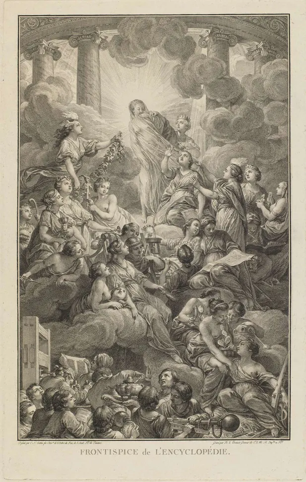 Diderot and d'Alembert, Encyclopédie: Frontispiece (Cochin, engraved by Prévost, 1772), preview image