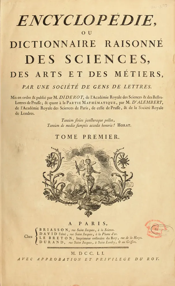 Plate 2: Title page, volume I (1751), preview