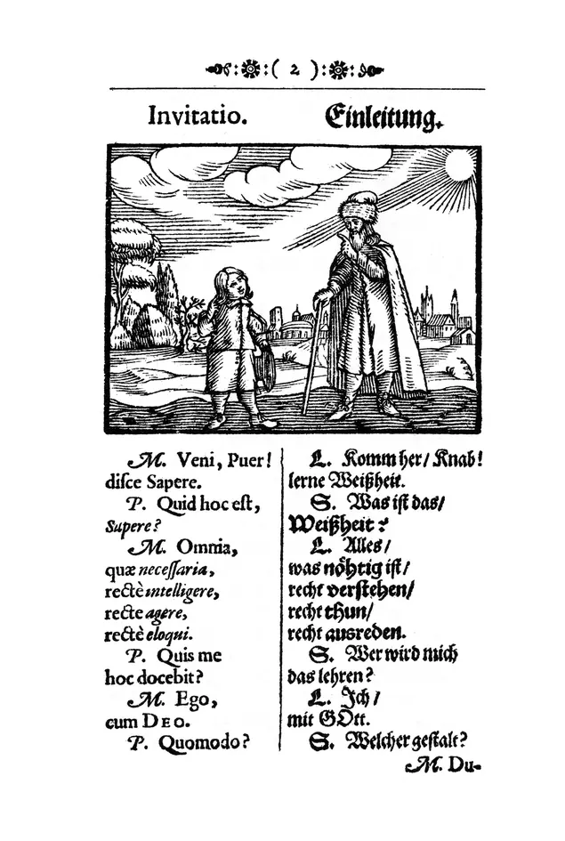 Comenius, Orbis Sensualium Pictus: Invitatio — the invitation, preview image